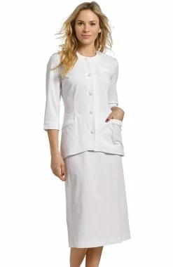 White Cross Women's 2 Piece ¾ Sleeve Scrub Jacket And Skirt Set