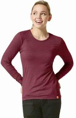WonderWink Clearance Women's Silky Long Sleeve Stripe Print Underscrub T-Shirt