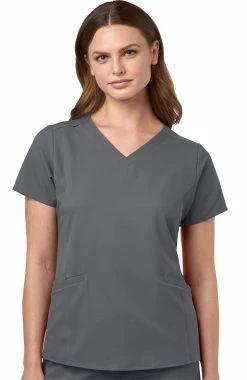 WonderWink Clearance Women's Contoured V-Neck Solid Scrub Top