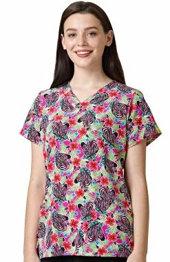 WonderWink Clearance Women's Jungle Zebra Print Scrub Top