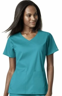 WonderWink Women's Mock Wrap Solid Scrub Top