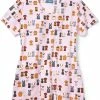 Zoe And Chloe Clearance Women's Floofster Print Scrub Top -Scrubs for Women shop 1 wk z12213 printclearanceflf 650