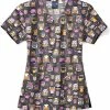 Zoe And Chloe Women's V-Neck Whoo's Hip Print Scrub Top -Scrubs for Women shop 1 wk z12213 printwho 650