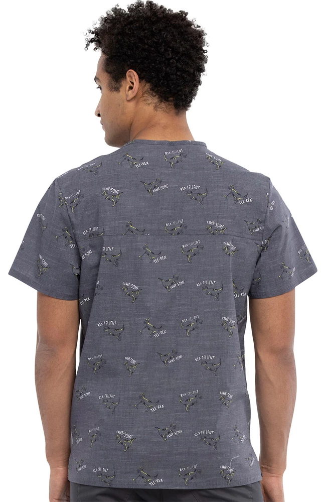 Cherokee Clearance Men's Rawrsome Print Scrub Top 4 Cherokee Clearance Men's Rawrsome Print Scrub Top - Image 2