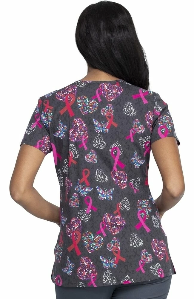 Dickies Clearance Women's Speck-Tacular Love Print Scrub Top 4 Dickies Clearance Women's Speck-Tacular Love Print Scrub Top - Image 2