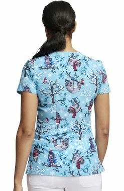 Dickies Women's V-Neck Winter Vibes Print Scrub Top -Scrubs for Women shop 2 di dk852 print 650