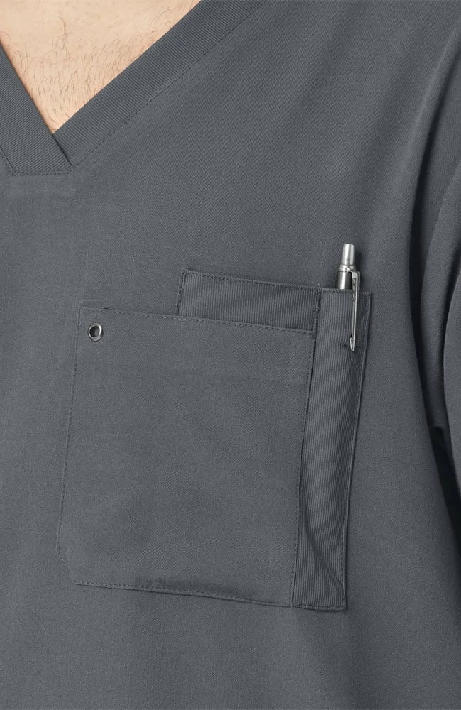 WonderWink Clearance Men's Knit Panel Solid Scrub Top 4 WonderWink Clearance Men's Knit Panel Solid Scrub Top - Image 2