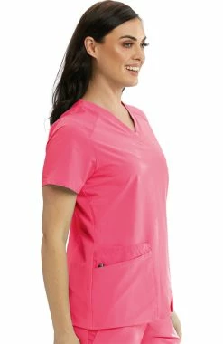 Barco One Clearance Women's V-Neck Contrast Mesh Solid Scrub Top -Scrubs for Women shop 3 bc bwt012 clearance 650