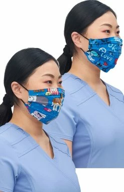 Cherokee Clearance Women's Reversible Unconditional Peach Love Butterfly Print Face Mask -Scrubs for Women shop 3 ck ck508upclearance 650