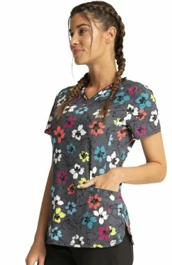 Cherokee Clearance Women's Glow Floral It Print Scrub Top -Scrubs for Women shop 3 ck ck634 printclearance 650