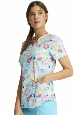 Cherokee Clearance Women's Go With The Float Print Scrub Top -Scrubs for Women shop 3 ck ck652 printclearance 650