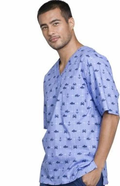 Cherokee Clearance Men's V-Neck Nautical Print Scrub Top 8 Cherokee Clearance Men's V-Neck Nautical Print Scrub Top -Scrubs for Women shop 3 ck ck675 printclearance 650