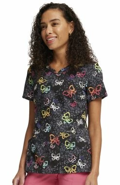 Cherokee Women's Garden Flutter Print Scrub Top 8 Cherokee Women's Garden Flutter Print Scrub Top -Scrubs for Women shop 3 ck ck678 print 650
