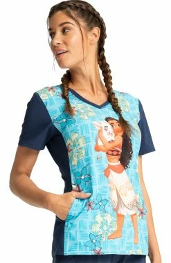 Cherokee Clearance Women's Moana Energy Print Scrub Top -Scrubs for Women shop 3 ck tf677 printclearance 650