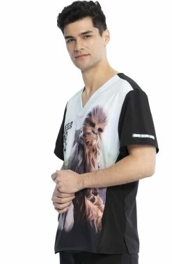 Cherokee Clearance Men's Chewie Print Scrub Top -Scrubs for Women shop 3 ck tf708 printclearance 650 1