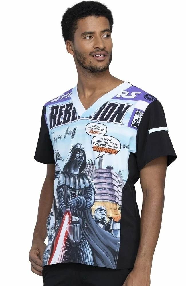 Cherokee Clearance Men's Rebellion Print Scrub Top 5 Cherokee Clearance Men's Rebellion Print Scrub Top - Image 3