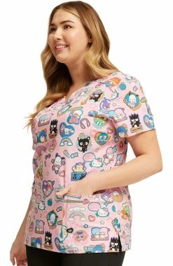 Cherokee Women's Supercute Stickers Print Scrub Top -Scrubs for Women shop 3 ck tf776 print 650