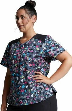 Dickies Clearance Women's Confetti Pop Print Scrub Top -Scrubs for Women shop 3 di dk622 printclearance 650