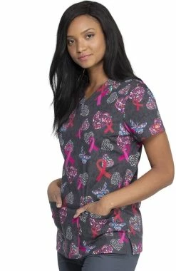 Dickies Clearance Women's Speck-Tacular Love Print Scrub Top 8 Dickies Clearance Women's Speck-Tacular Love Print Scrub Top -Scrubs for Women shop 3 di dk704 printclearance 650