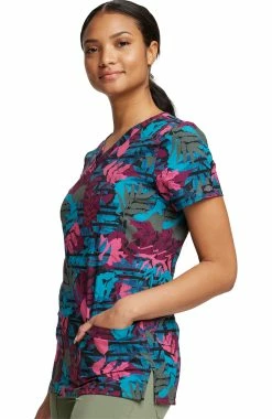 Dickies Women's V-Neck Falling Foliage Print Scrub Top -Scrubs for Women shop 3 di dk717 print 650