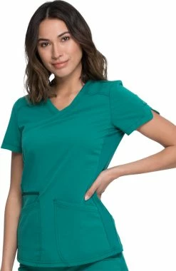 Dickies Women's Mock Wrap Solid Scrub Top -Scrubs for Women shop 3 di dk840 650