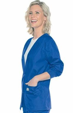 Landau Women's Snap Front Solid Scrub Jacket -Scrubs for Women shop 3 ln 70227 650