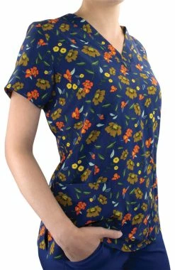 Maevn Uniforms Women's Wildflower Whispers Print Scrub Top -Scrubs for Women shop 3 mv 1767 print 650