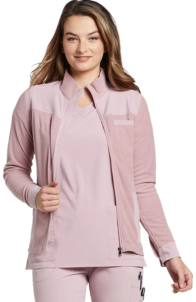 White Cross Women's Mixed Media Solid Scrub Jacket 5 White Cross Women's Mixed Media Solid Scrub Jacket - Image 3