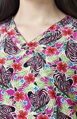 WonderWink Clearance Women's Jungle Zebra Print Scrub Top 7 WonderWink Clearance Women's Jungle Zebra Print Scrub Top -Scrubs for Women shop 3 wk 6257 printclearance 650