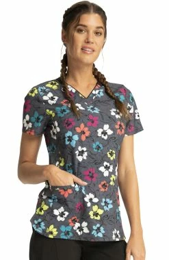 Cherokee Clearance Women's Glow Floral It Print Scrub Top -Scrubs for Women shop 4 ck ck634 printclearance 650