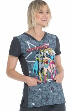 Heartsoul Clearance Women's Stronger Together Print Scrub Top -Scrubs for Women shop 4 ck hs719 printclearance 650