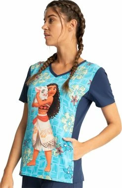 Cherokee Clearance Women's Moana Energy Print Scrub Top -Scrubs for Women shop 4 ck tf677 printclearance 650