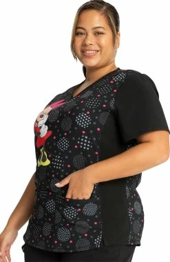 Cherokee Clearance Women's Minnie Spotlight Print Scrub Top -Scrubs for Women shop 4 ck tf771 printclearance 650