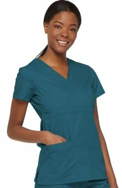 Dickies Clearance Women's Empire Waist Mock Wrap Solid Scrub Top -Scrubs for Women shop 4 di 85820 clearance 650