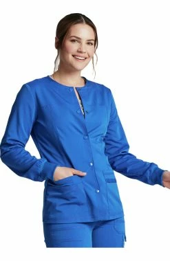 Dickies Women's Snap Front Solid Scrub Jacket -Scrubs for Women shop 4 di dk380 650