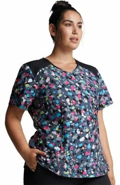 Dickies Clearance Women's Confetti Pop Print Scrub Top -Scrubs for Women shop 4 di dk622 printclearance 650