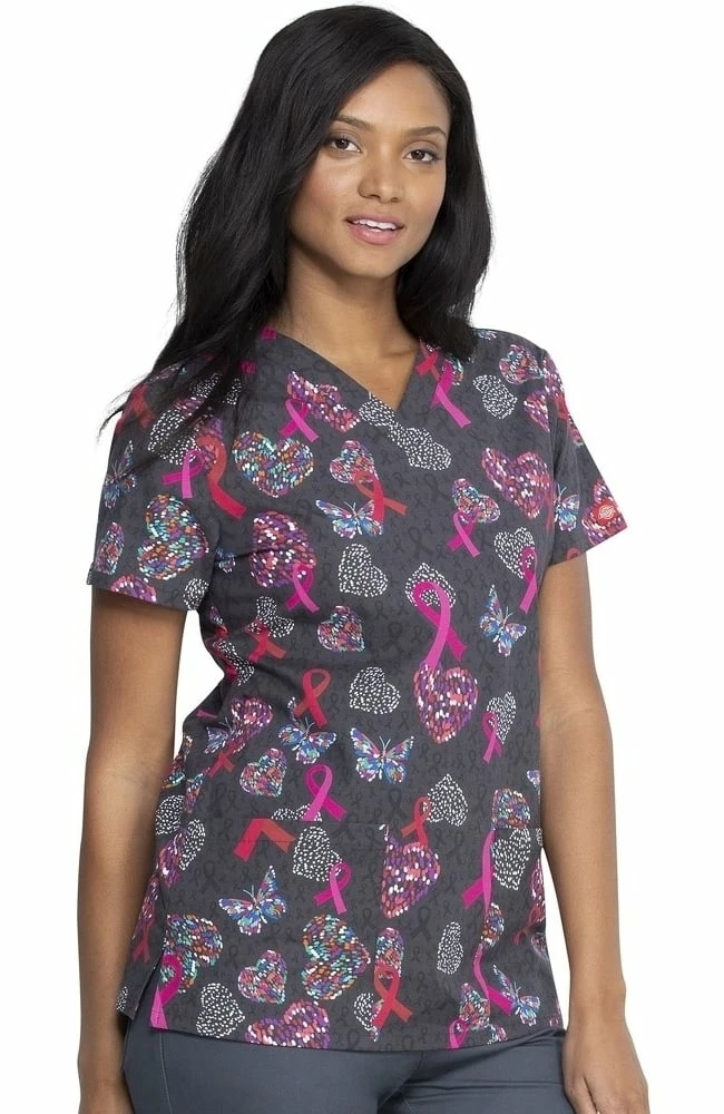 Dickies Clearance Women's Speck-Tacular Love Print Scrub Top 6 Dickies Clearance Women's Speck-Tacular Love Print Scrub Top - Image 4