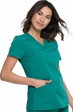 Dickies Women's Mock Wrap Solid Scrub Top -Scrubs for Women shop 4 di dk840 650