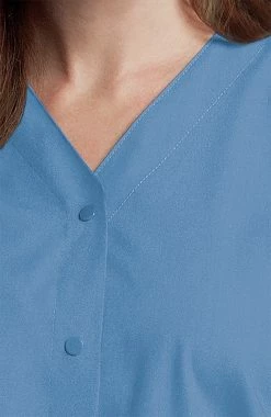 Landau Women's Snap Front 4-Pocket V-Neck Solid Scrub Top -Scrubs for Women shop 4 ln 8232 650