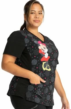 Cherokee Clearance Women's Minnie Spotlight Print Scrub Top -Scrubs for Women shop 5 ck tf771 printclearance 650