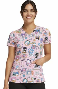 Cherokee Women's Supercute Stickers Print Scrub Top -Scrubs for Women shop 5 ck tf776 print 650