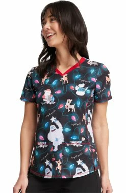 Cherokee Women's Bright Spirits Print Scrub Top -Scrubs for Women shop 5 ck tf784 print 650