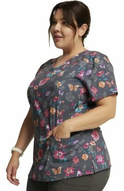 Dickies Women's Butterflies Abloom Print Scrub Top -Scrubs for Women shop 5 di dk616 print 650