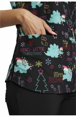 Dickies Women's V-Neck Merry RexMas Print Scrub Top -Scrubs for Women shop 5 di dk876 print 650