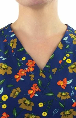 Maevn Uniforms Women's Wildflower Whispers Print Scrub Top -Scrubs for Women shop 5 mv 1767 print 650
