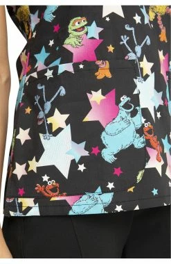 Cherokee Clearance Women's Stars Of Sesame Print Scrub Top -Scrubs for Women shop 6 ck tf659 printclearance 650