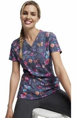 Dickies Women's Butterflies Abloom Print Scrub Top -Scrubs for Women shop 7 di dk616 print 650