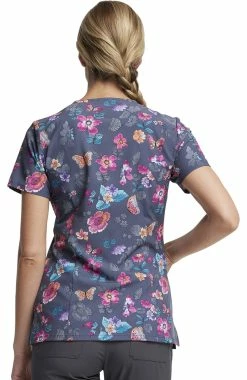 Dickies Women's Butterflies Abloom Print Scrub Top -Scrubs for Women shop 8 di dk616 print 650