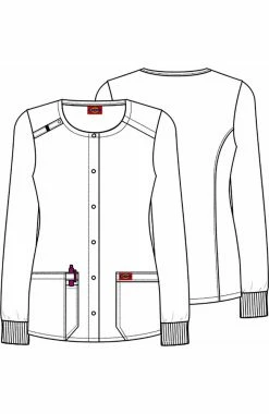 Dickies Clearance Women's Snap Front Super Smile Print Warm-Up Jacket -Scrubs for Women shop 9 di dk306 printclearance 650